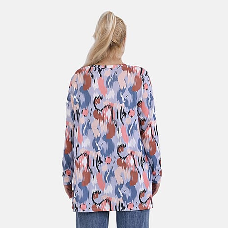Abstract Pattern Jersey Top (One Size) - Pink