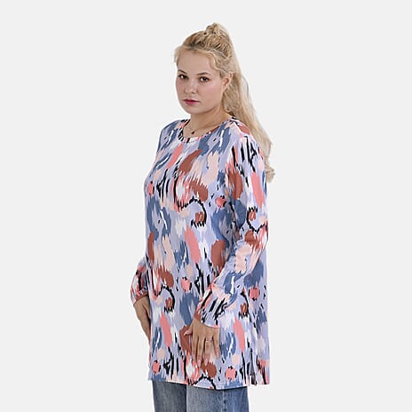 Abstract Pattern Jersey Top (One Size) - Pink