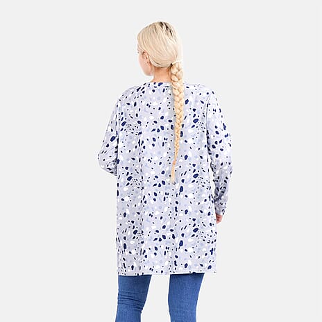 LA MAREY Spot Pattern Jersey Top (One Size Upto UK 20) - Grey
