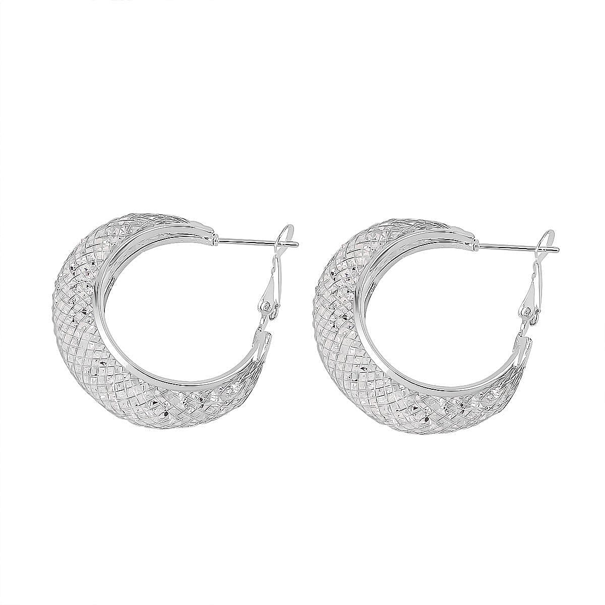 NY Close Out -White Austrian Crystal Hoop Earrings