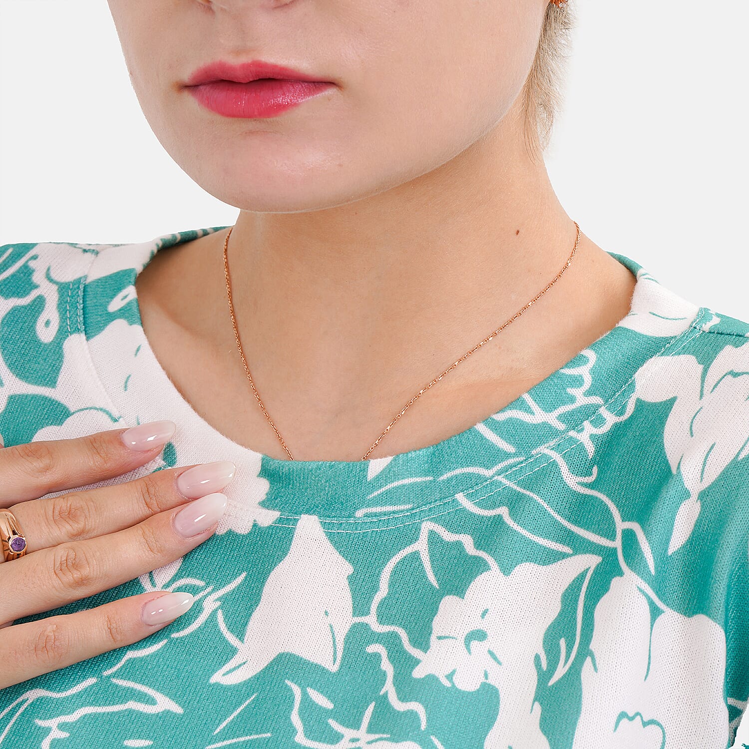 LA MAREY Floral - Leaves Pattern Jersey Top (One Size Upto UK 20) - Green