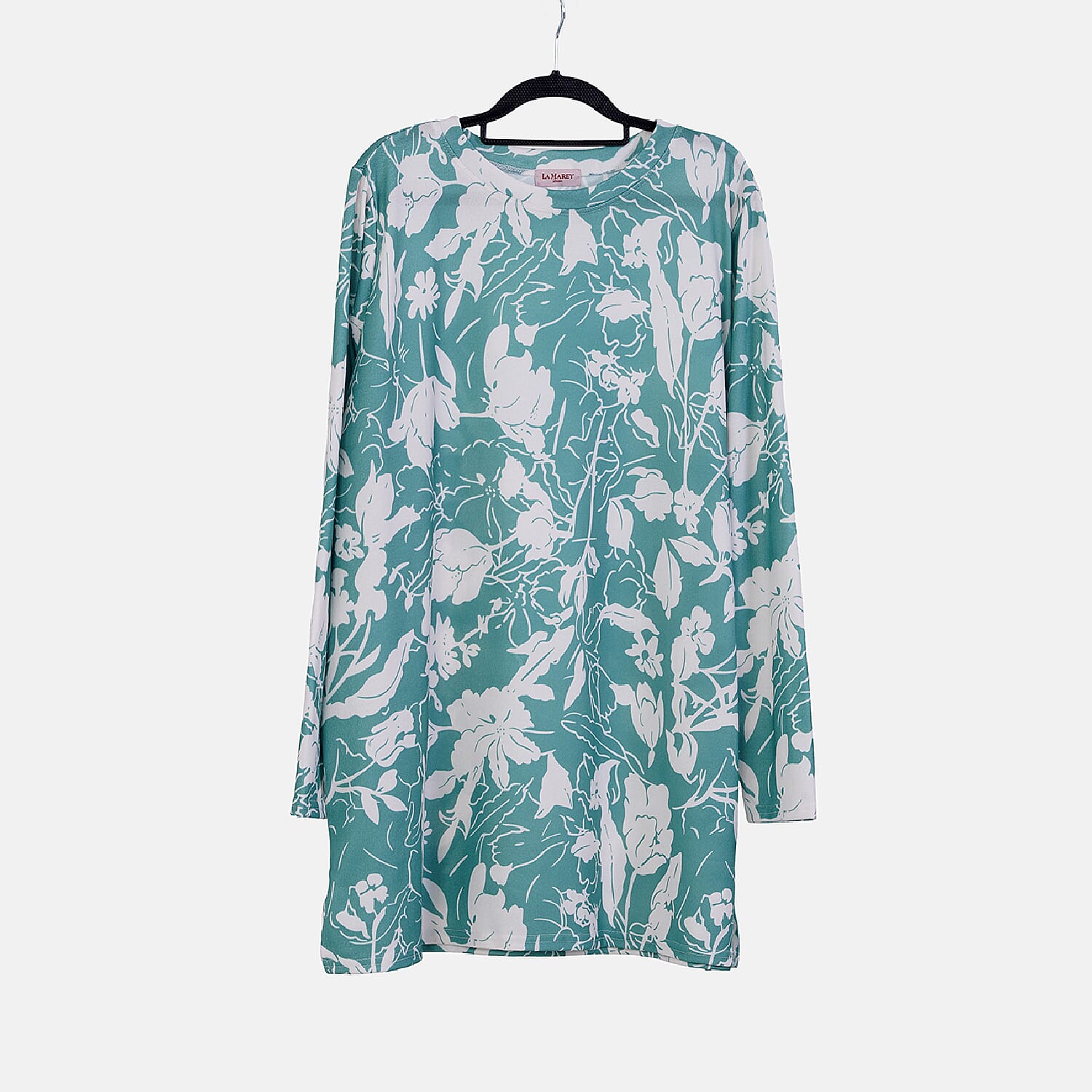 LA MAREY Floral - Leaves Pattern Jersey Top (One Size Upto UK 20) - Green