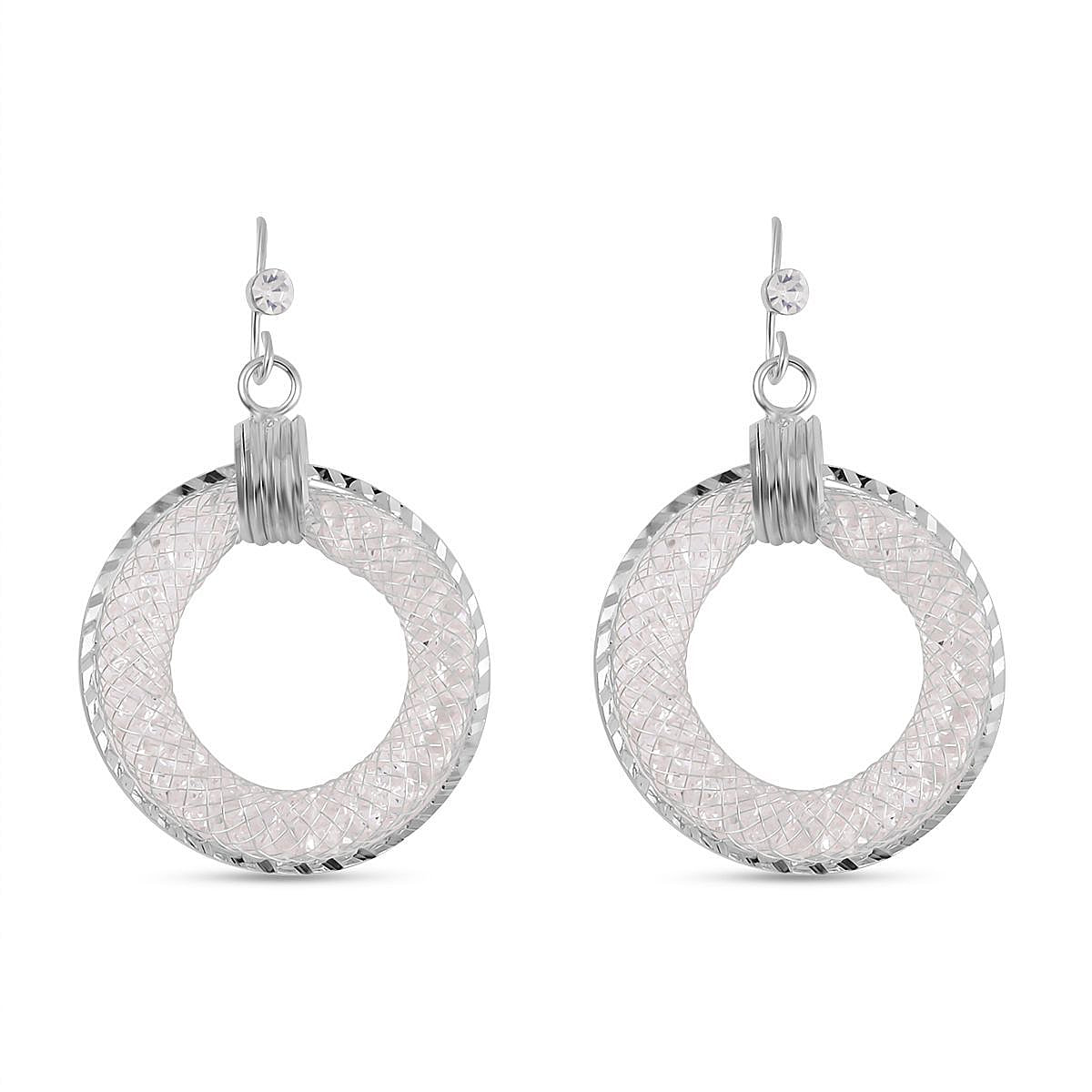 Designer Closeout - Star Light Austrian Crystal Circle Earrings - Silver