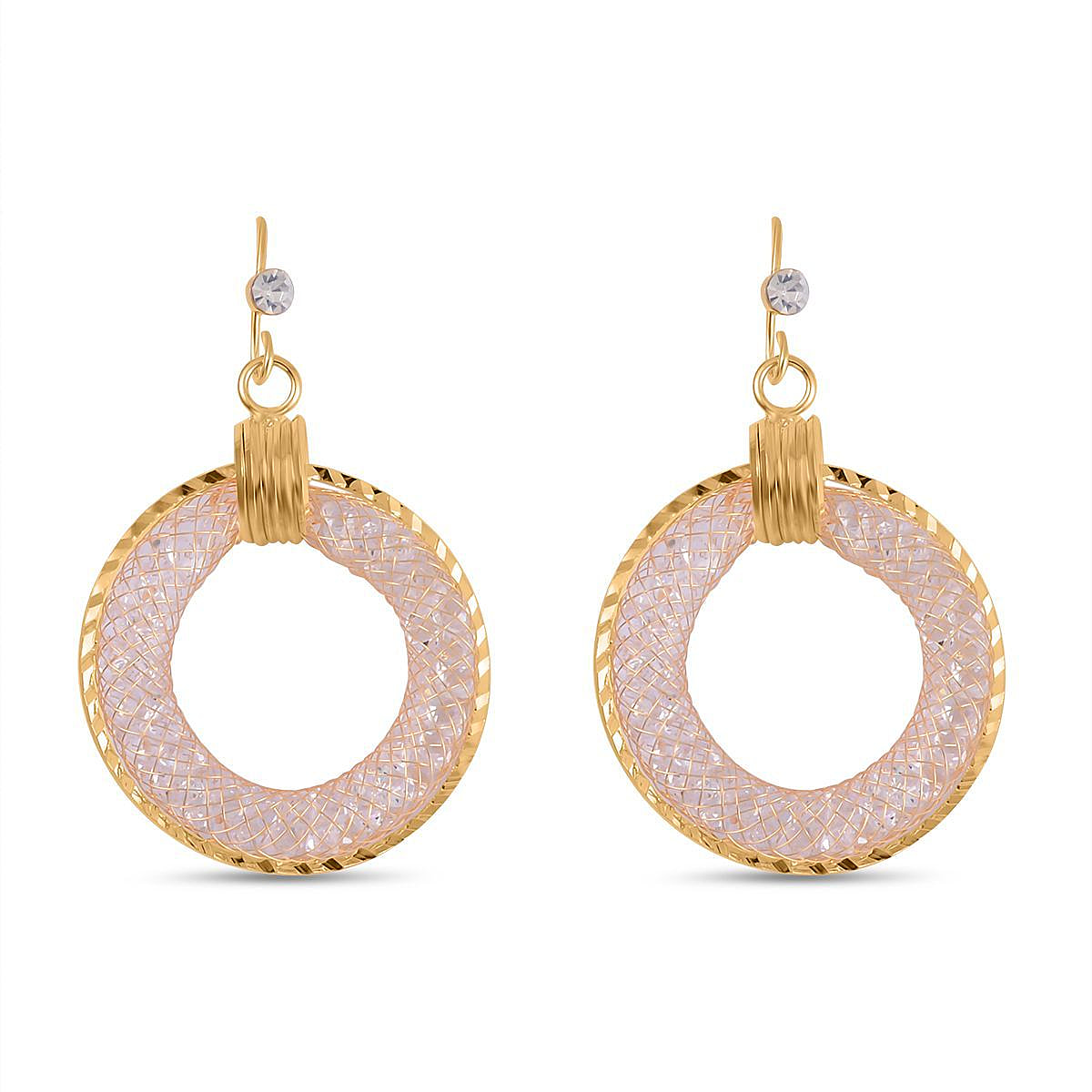 Designer Closeout - Star Light Austrian Crystal Circle Earrings - Gold