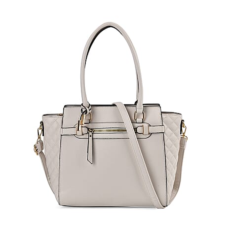 Stylish Solid Leatherette Crossbody Bag with Handle Drop - White
