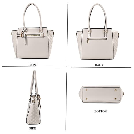 Stylish Solid Leatherette Crossbody Bag with Handle Drop - White