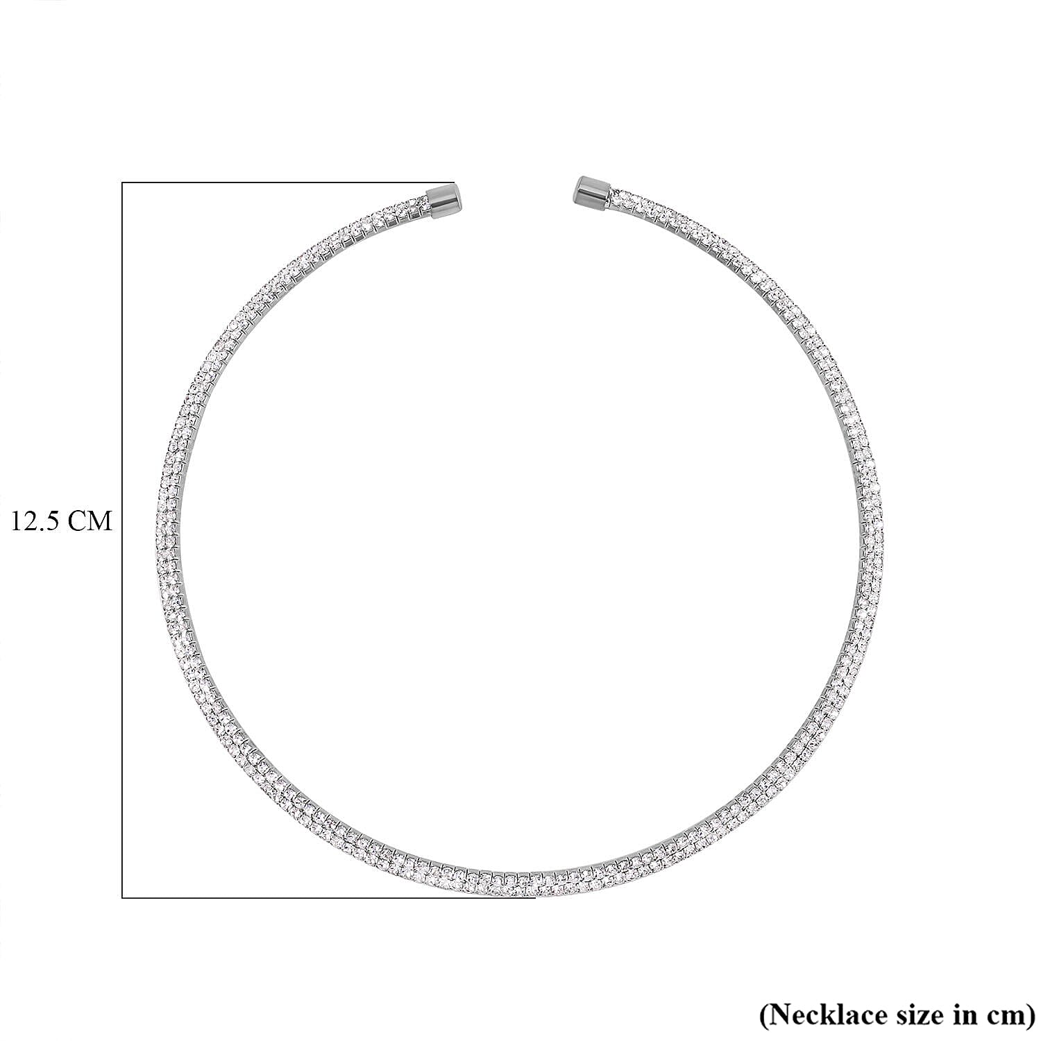 White Crystal Necklace (Size - 15) Pure White Brass 0.01 ct 0.010 Ct.