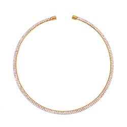 White Austrian Crystal Tennis Necklace (Size - 15) in Silver Tone