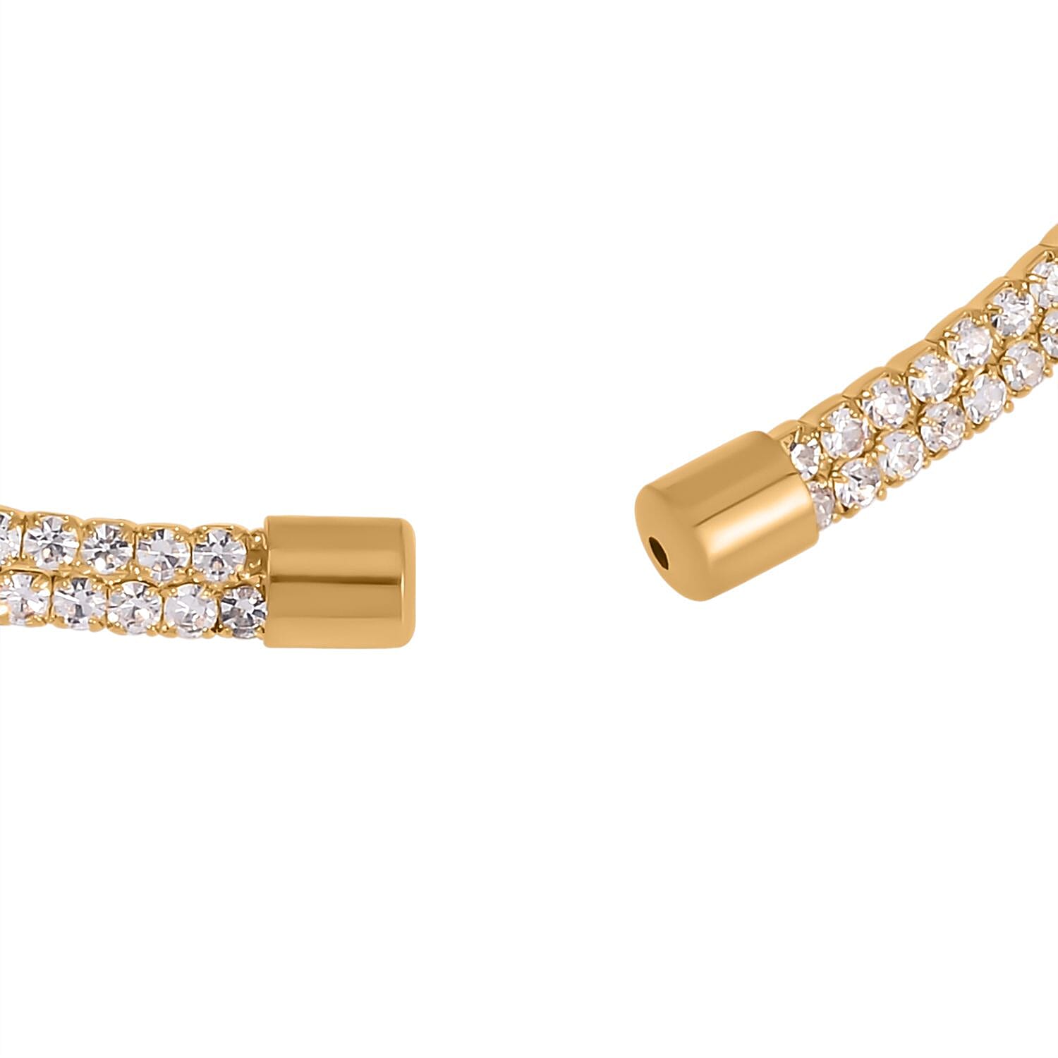 White Austrian Crystal Tennis Necklace (Size - 15) in Gold Tone