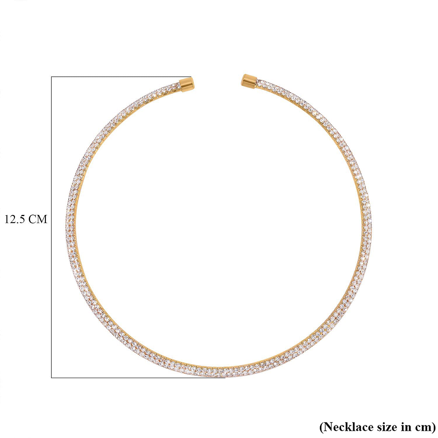 White Austrian Crystal Tennis Necklace (Size - 15) in Gold Tone