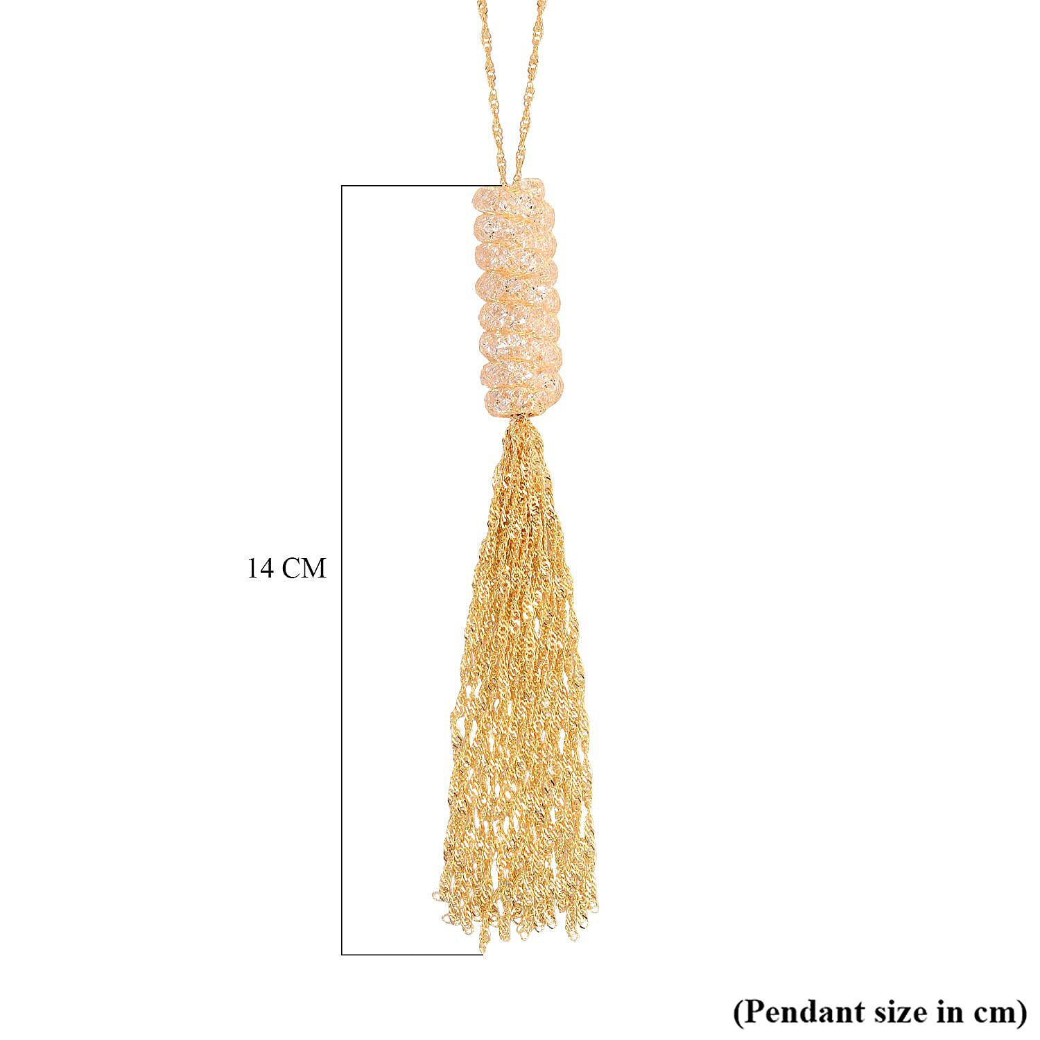 White Austrian Crystal Tassel Necklace (Size - 28-3 Inch Ext.) in Gold Tone