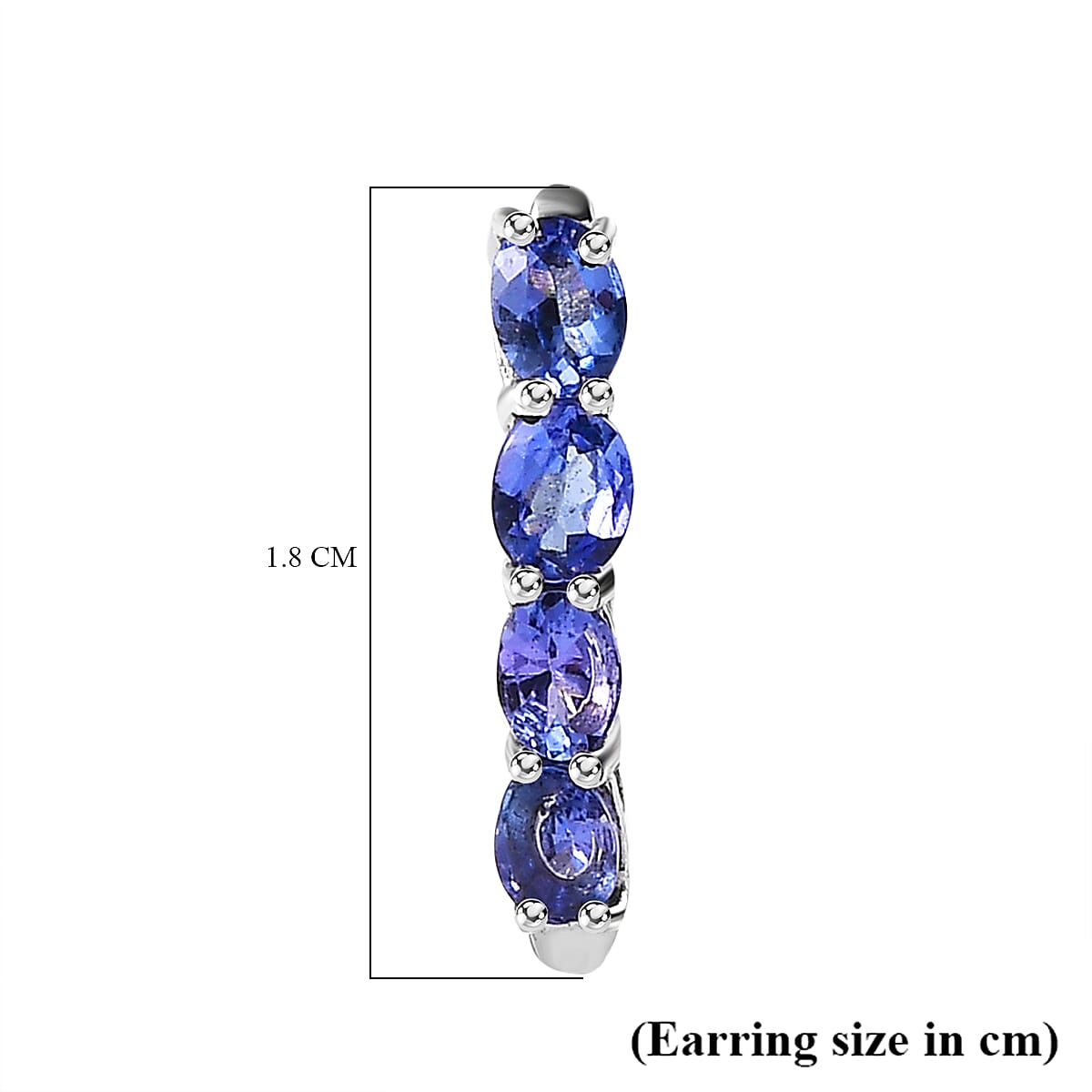 Tanzanite Hoop Earrings in Platinum Overlay Sterling Silver 1.34 Ct.