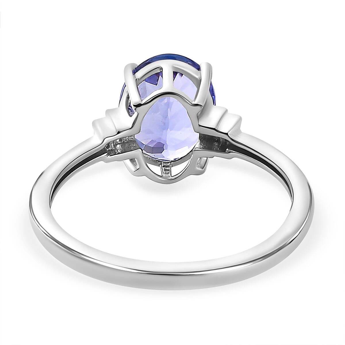 9K White Gold AAA Tanzanite & Diamond Ring 2.18 Ct