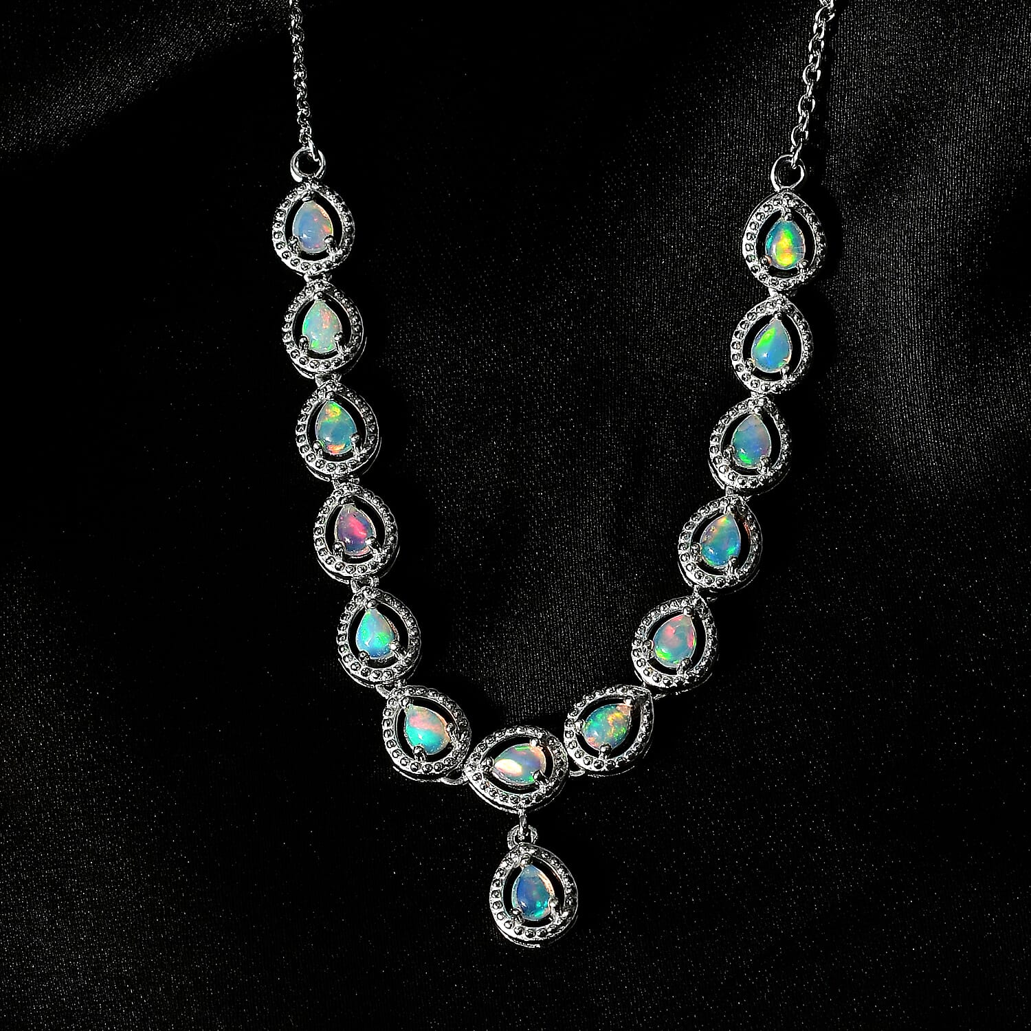 Tucson Special - Ethiopian Welo Opal Necklace (Size - 20) in Platinum Overlay Sterling Silver