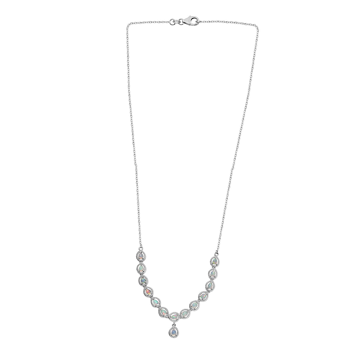Tucson Special - Ethiopian Welo Opal Necklace (Size - 20) in Platinum Overlay Sterling Silver