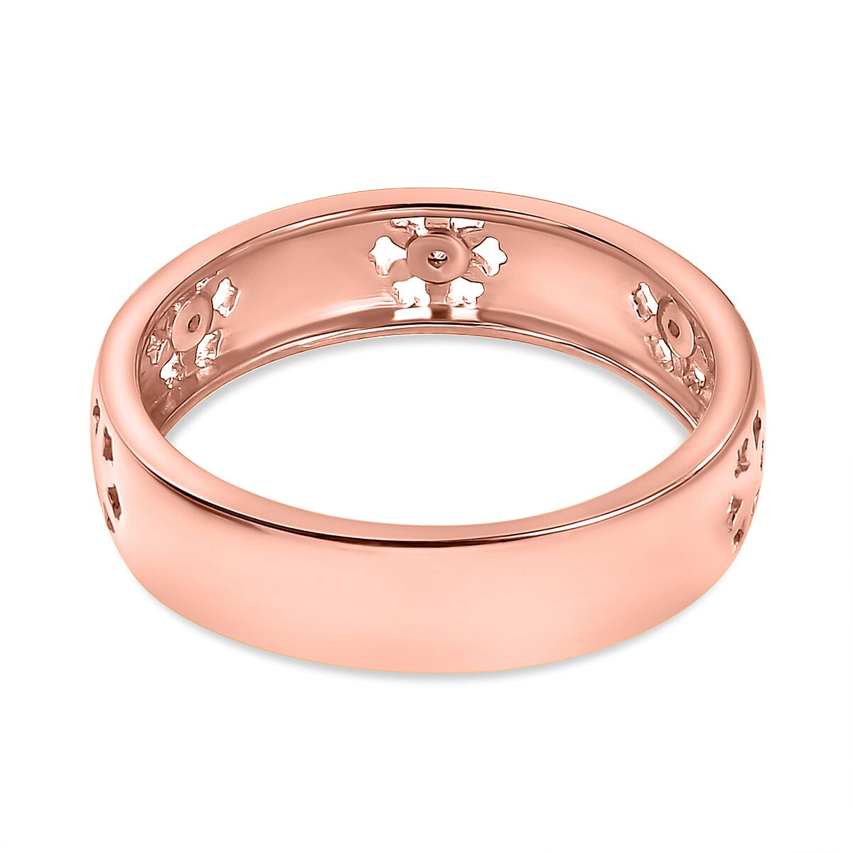 Diamond Floral Band Ring in 18K Vermeil Rose Gold Plated Sterling Silver