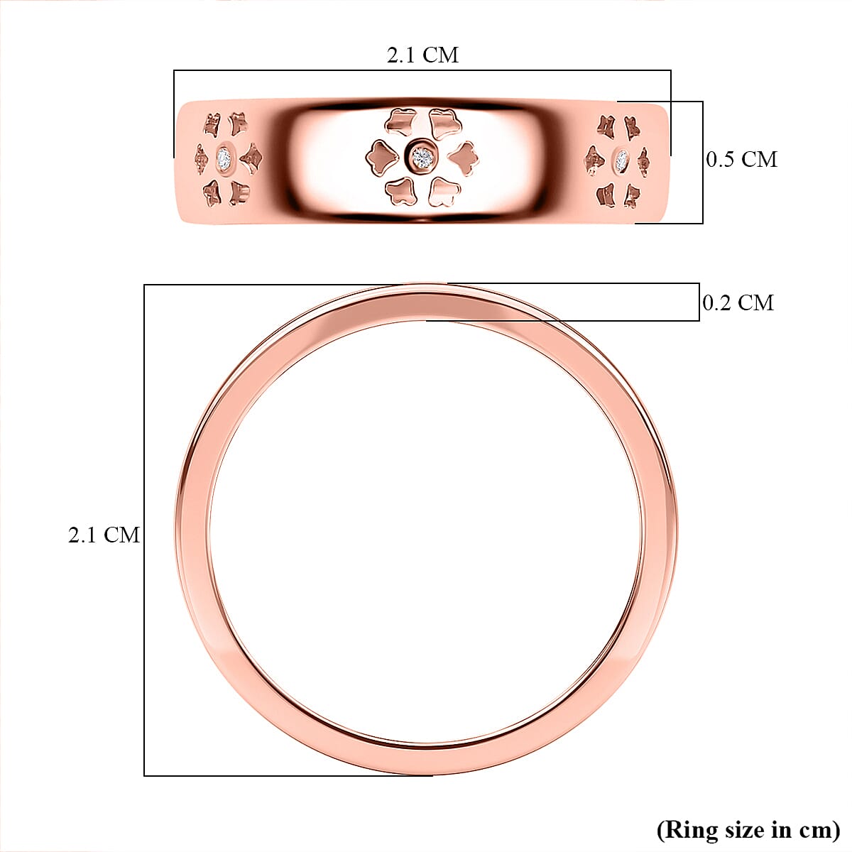 Diamond Floral Band Ring in 18K Vermeil Rose Gold Plated Sterling Silver