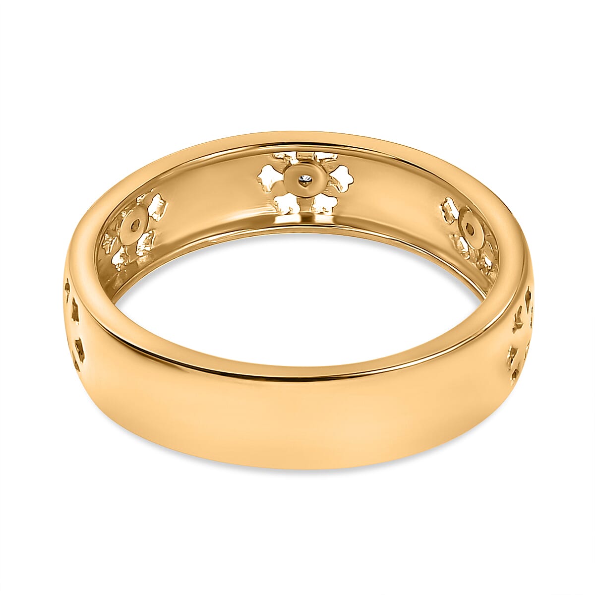 Diamond Floral Band Ring in 18K Vermeil Yellow Gold Plated Sterling Silver Diamond Floral Band Ring in 18K Vermeil Yellow Gold Plated Sterling Silver
