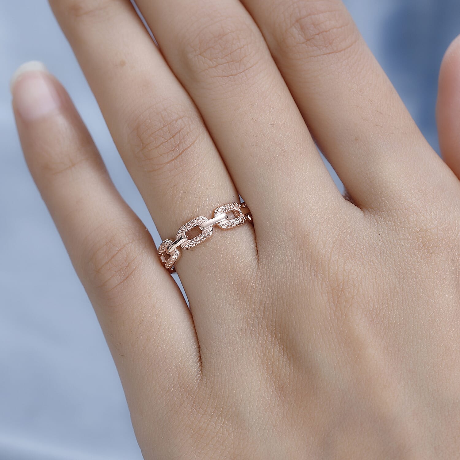 Diamond Link Band Ring in Sterling Silver