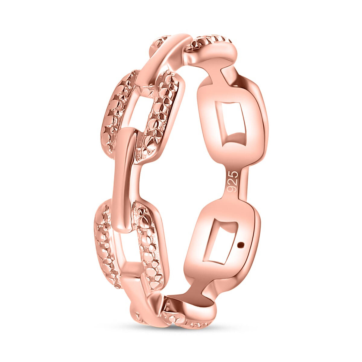 Diamond Link Band Ring in Sterling Silver