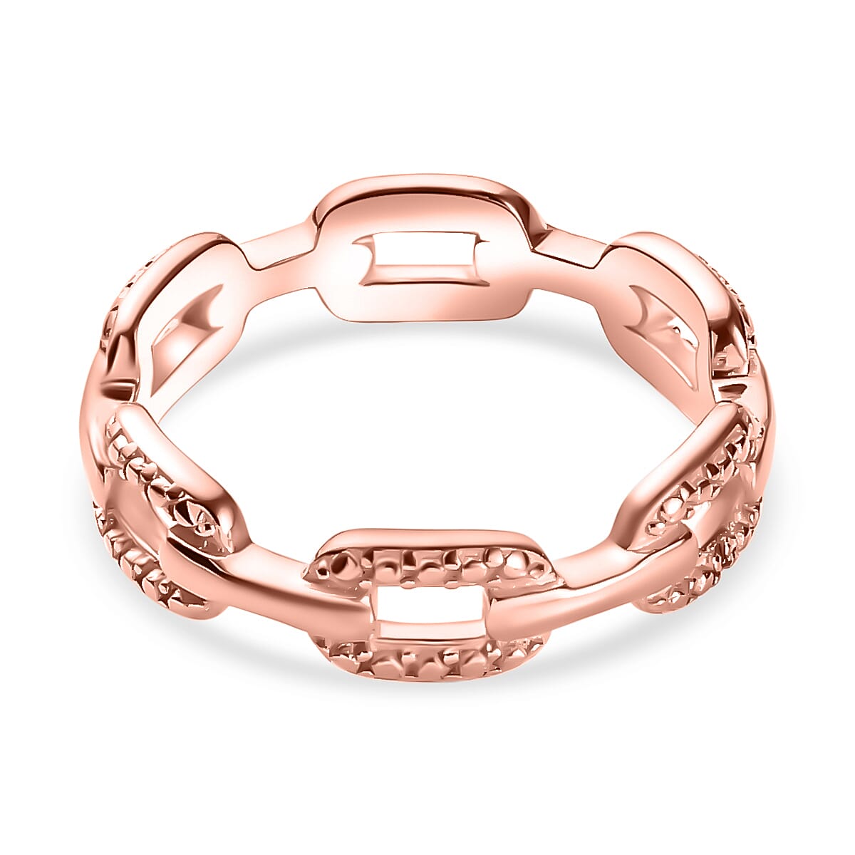 Diamond Link Band Ring in Sterling Silver