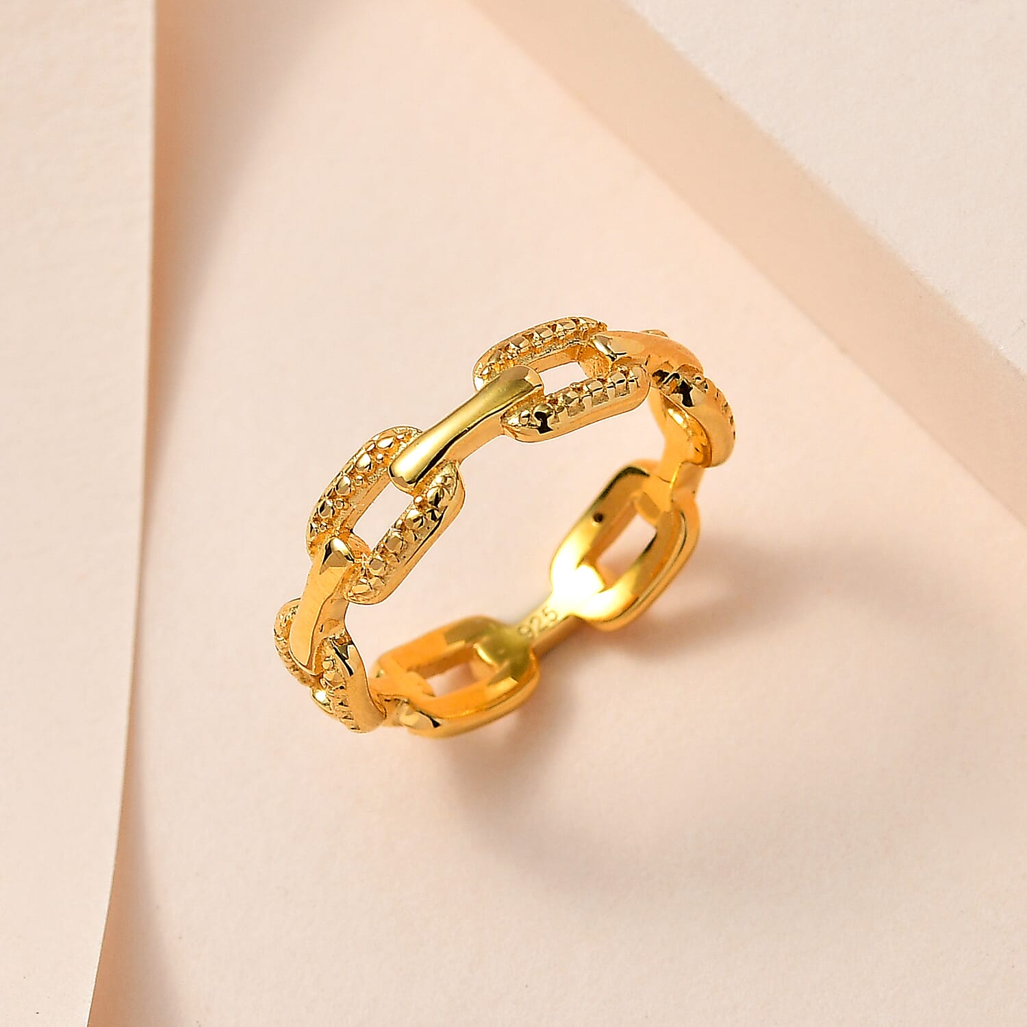 Diamond Link Band Ring in Sterling Silver