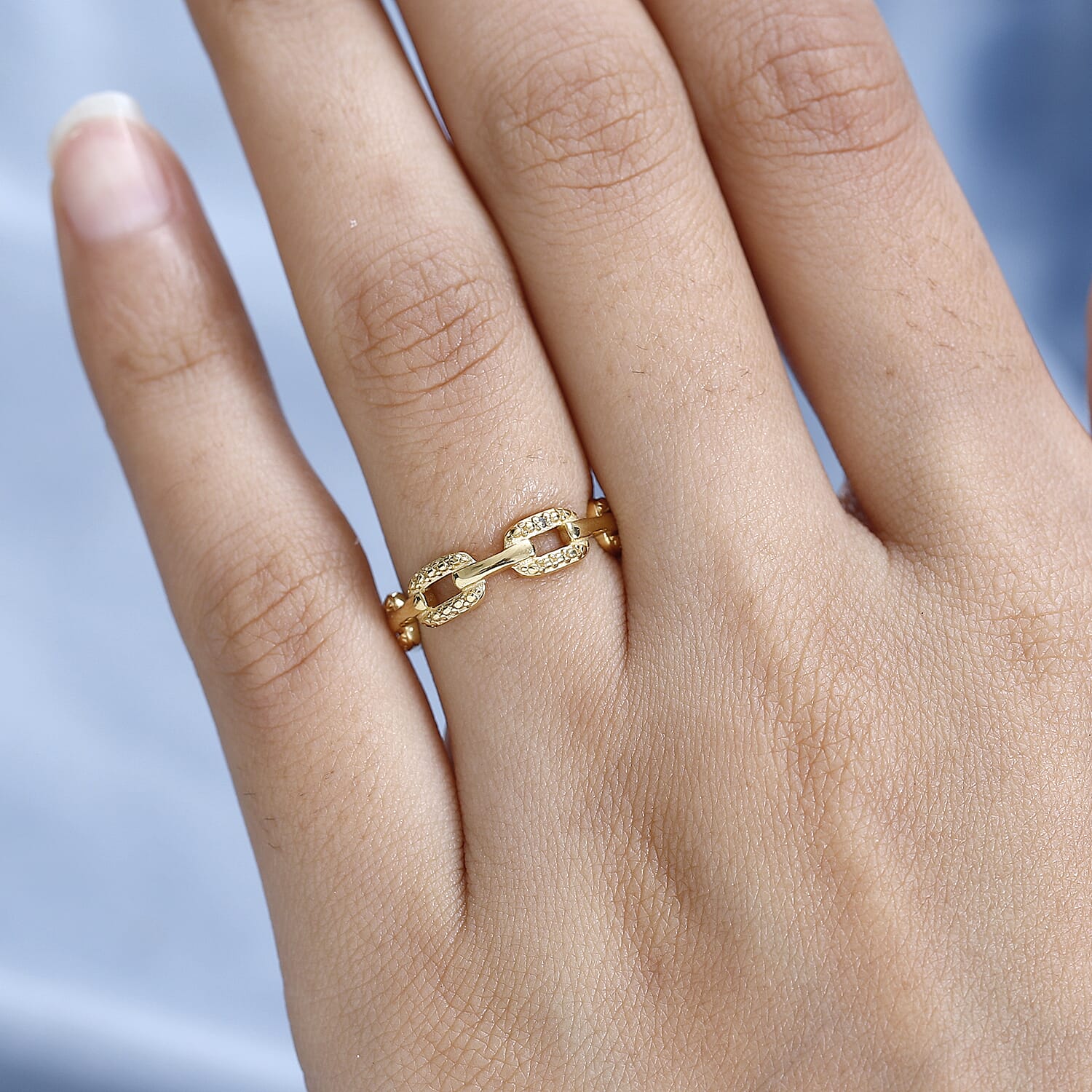 Diamond Link Band Ring in Sterling Silver