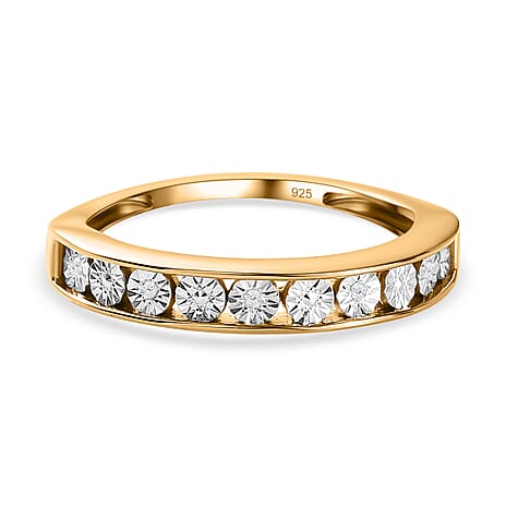 Diamond Half Eternity Band Ring in 18K Yellow Gold Vermeil Plated Sterling Silver