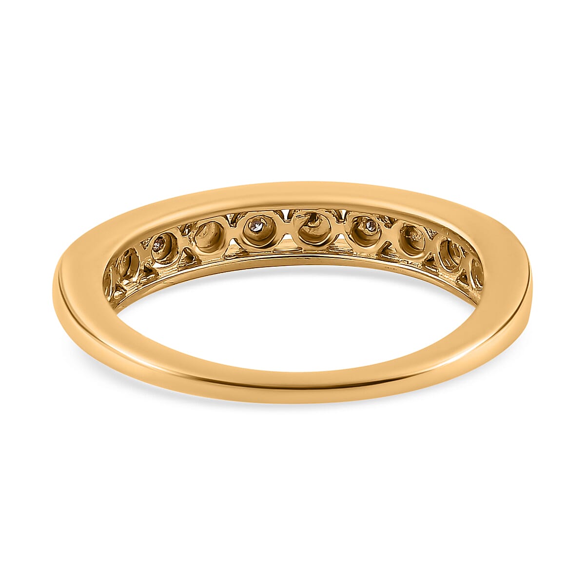 Diamond Half Eternity Band Ring in 18K Yellow Gold Vermeil Plated Sterling Silver