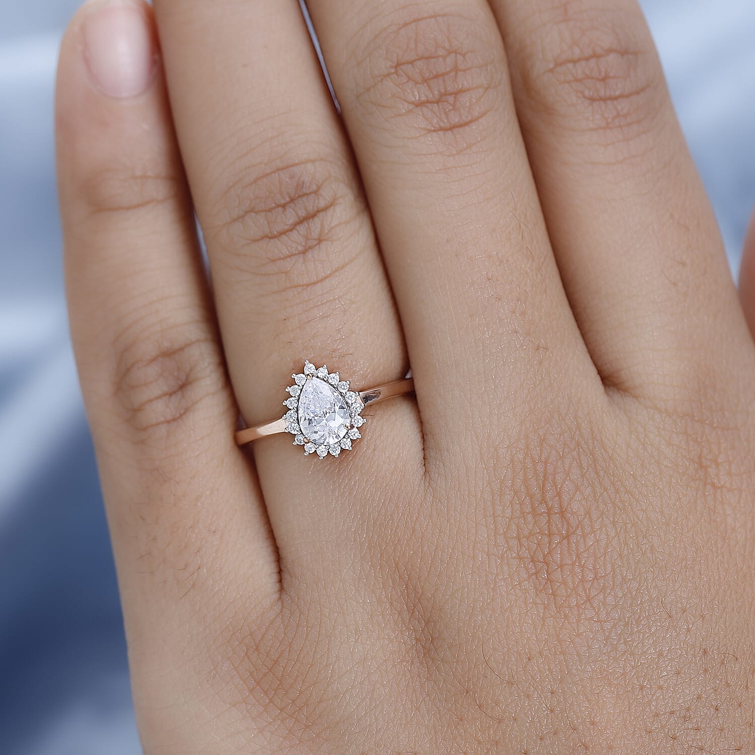 Cubic Zirconia Ring in 18K Vermeil RG Plated Sterling Silver