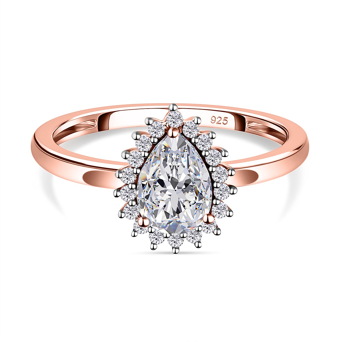 Cubic Zirconia Ring in 18K Vermeil RG Plated Sterling Silver