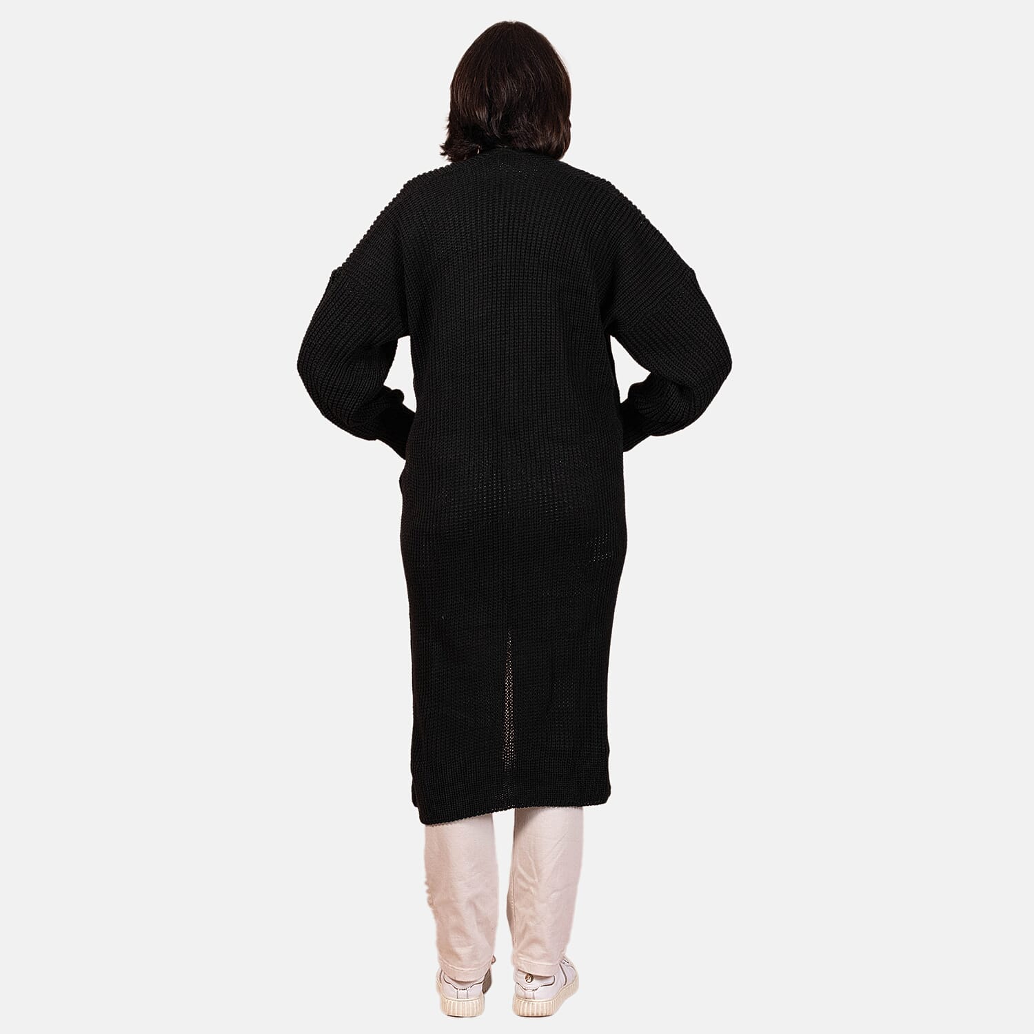 Closeout - Balloon Sleeve Long Cardigan - Black