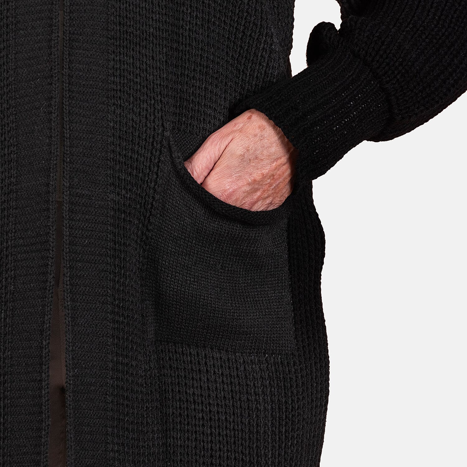 Closeout - Balloon Sleeve Long Cardigan - Black