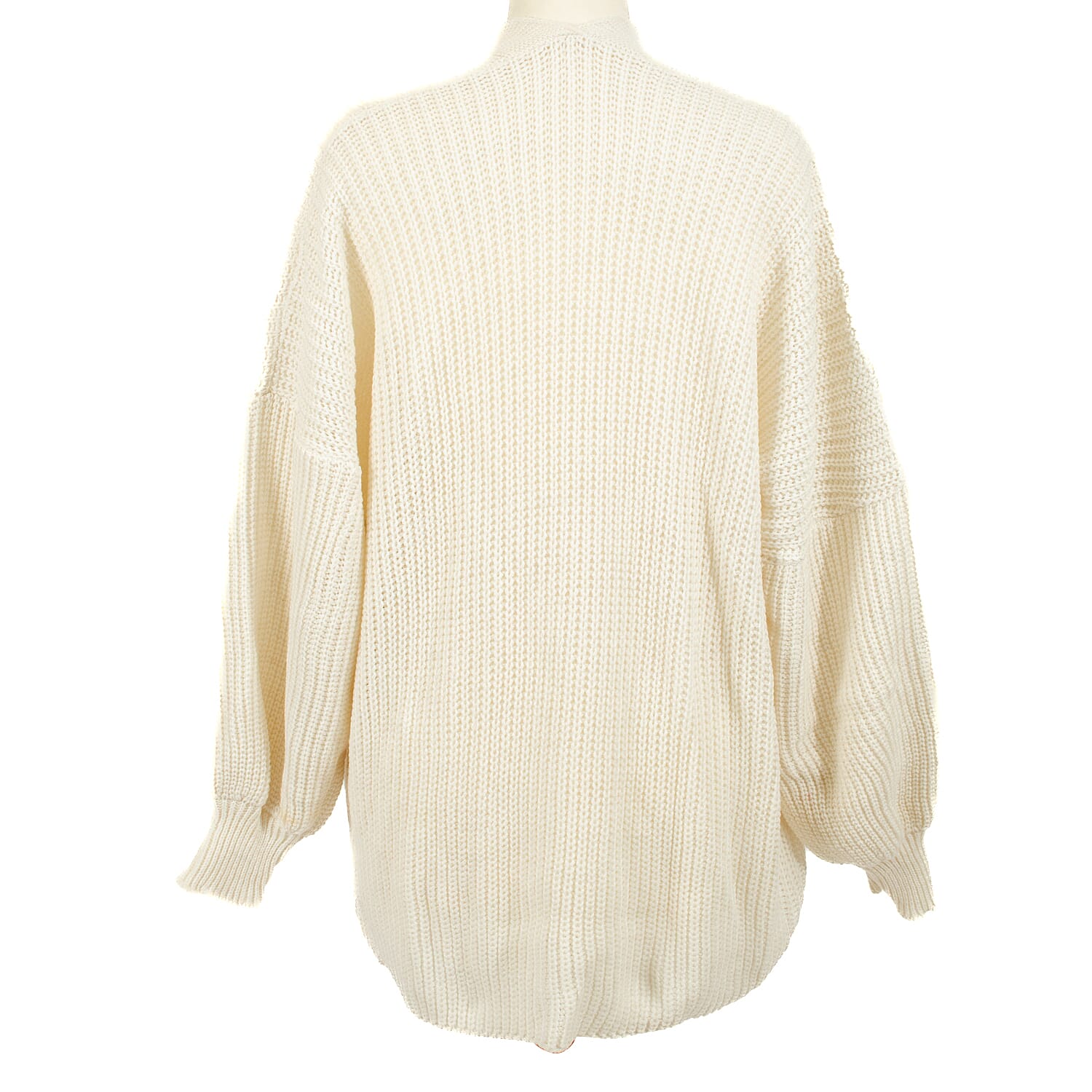 Balloon Sleeve Long Cardigan (One Size 8-18) - Cream