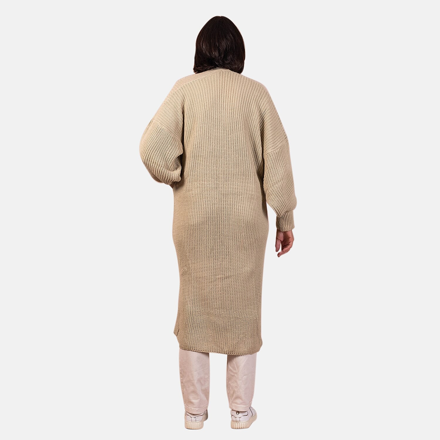 Closeout - Balloon Sleeve Long Cardigan (One Size,8 to 18) - Beige