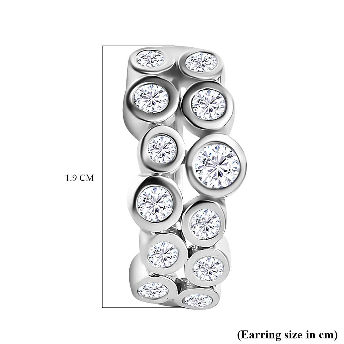 Moissanite Bubble Hoop Earrings with Clasp in Platinum Overlay Sterling Silver 1.21 Ct. Moissanite Bubble Hoop Earrings with Clasp in Platinum Overlay Sterling Silver 1.21 Ct.