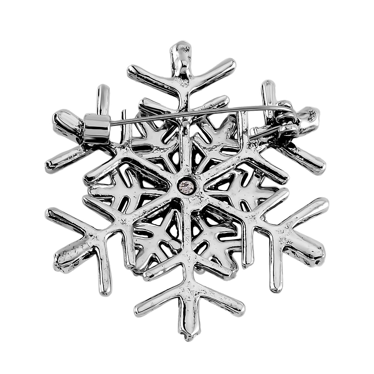 Plastic Pearl ,  White Crystal ,  Pink Crystal  Brooch 0.03 ct  0.030  Ct.