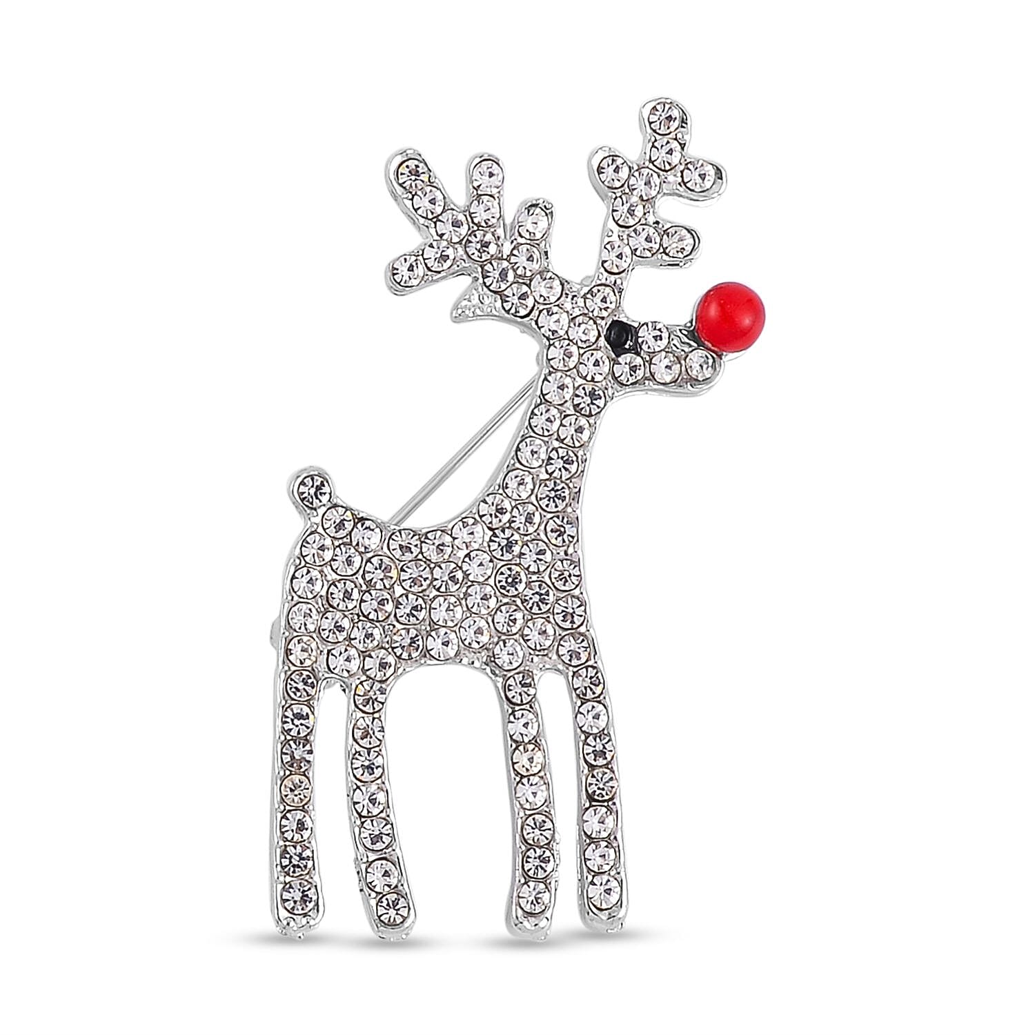 Red Resin & White Crystal Brooch