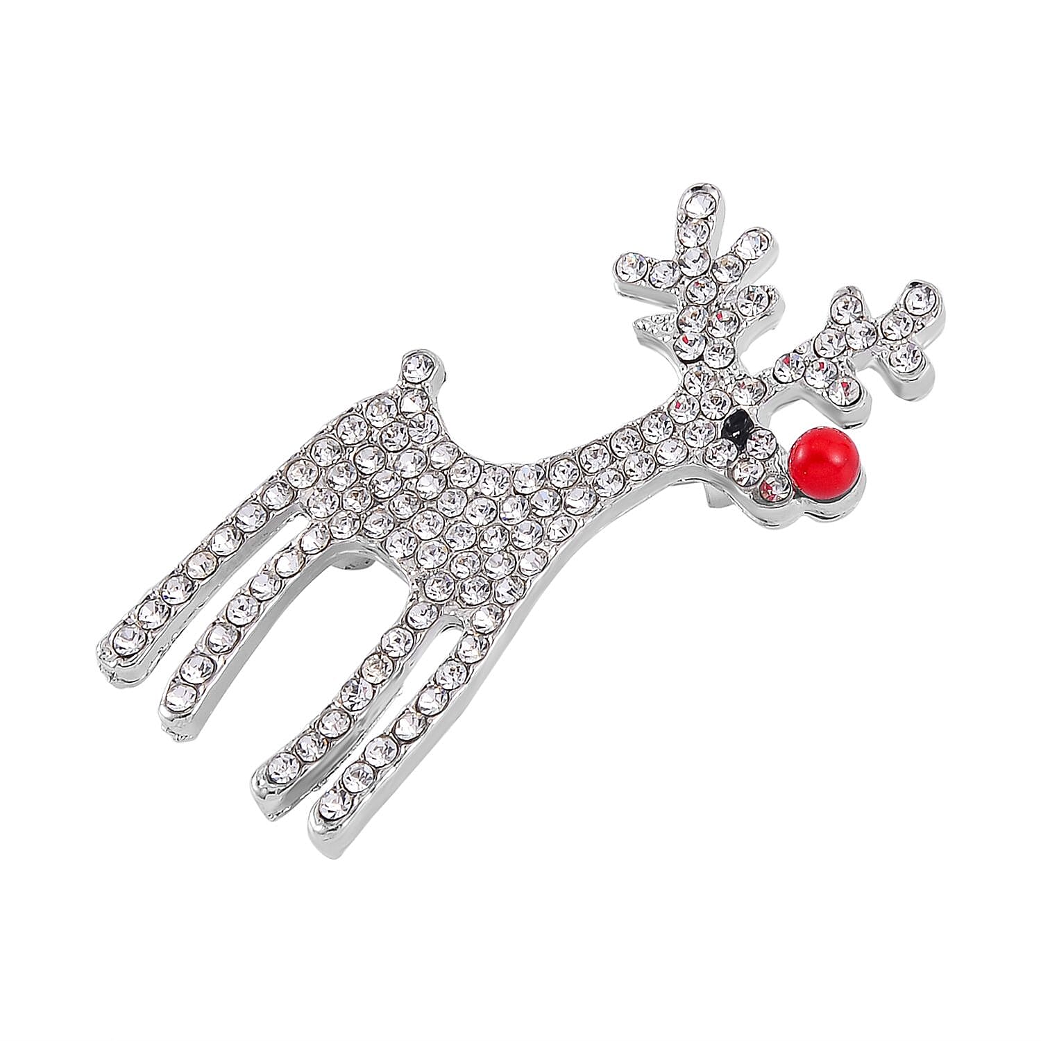 Red Resin & White Crystal Brooch