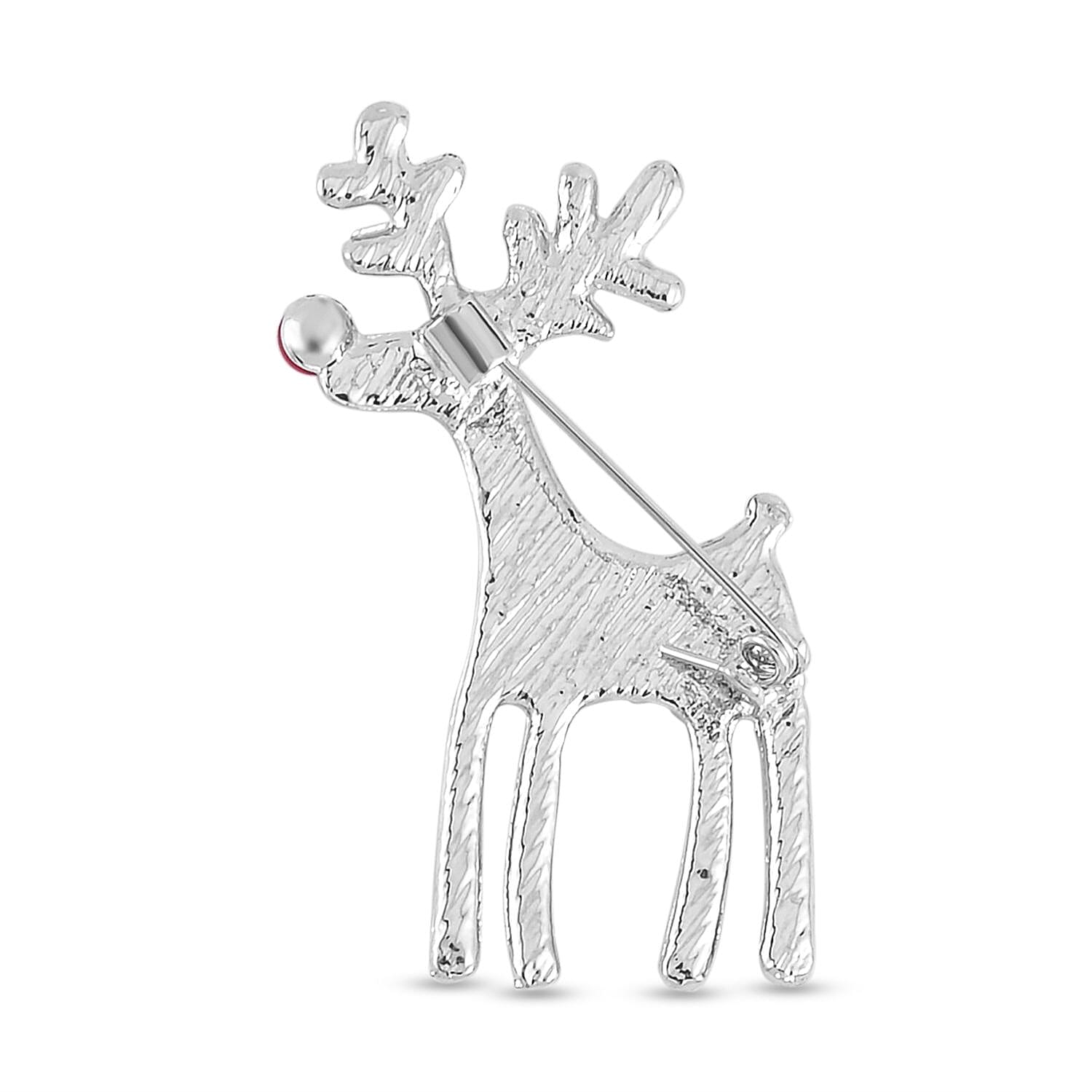 Red Resin & White Crystal Brooch