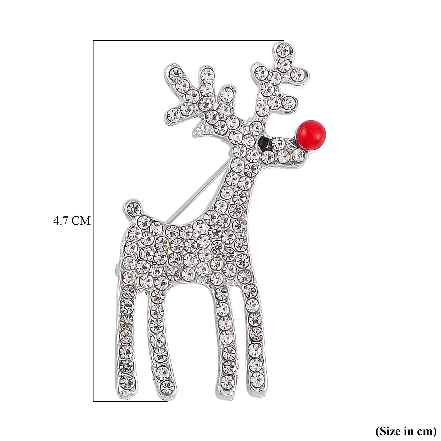 Red Resin & White Crystal Brooch