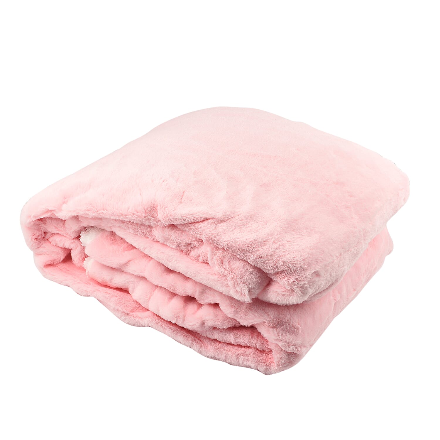 Faux Rabbit Fur Sherpa Double Layer Blanket (Double Size 200x150 cm) - Light Pink