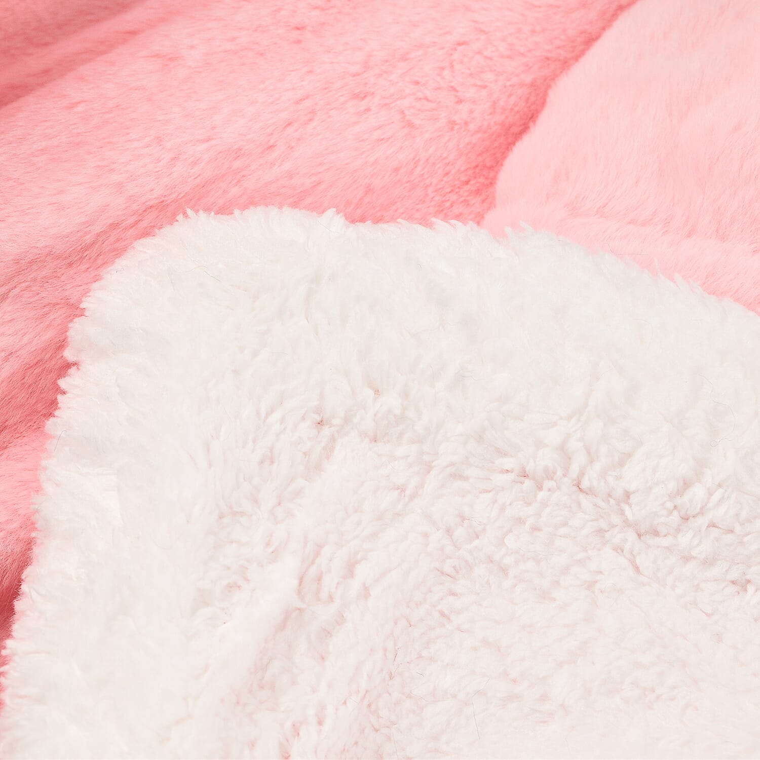Faux Rabbit Fur Sherpa Double Layer Blanket (Double Size 200x150 cm) - Light Pink