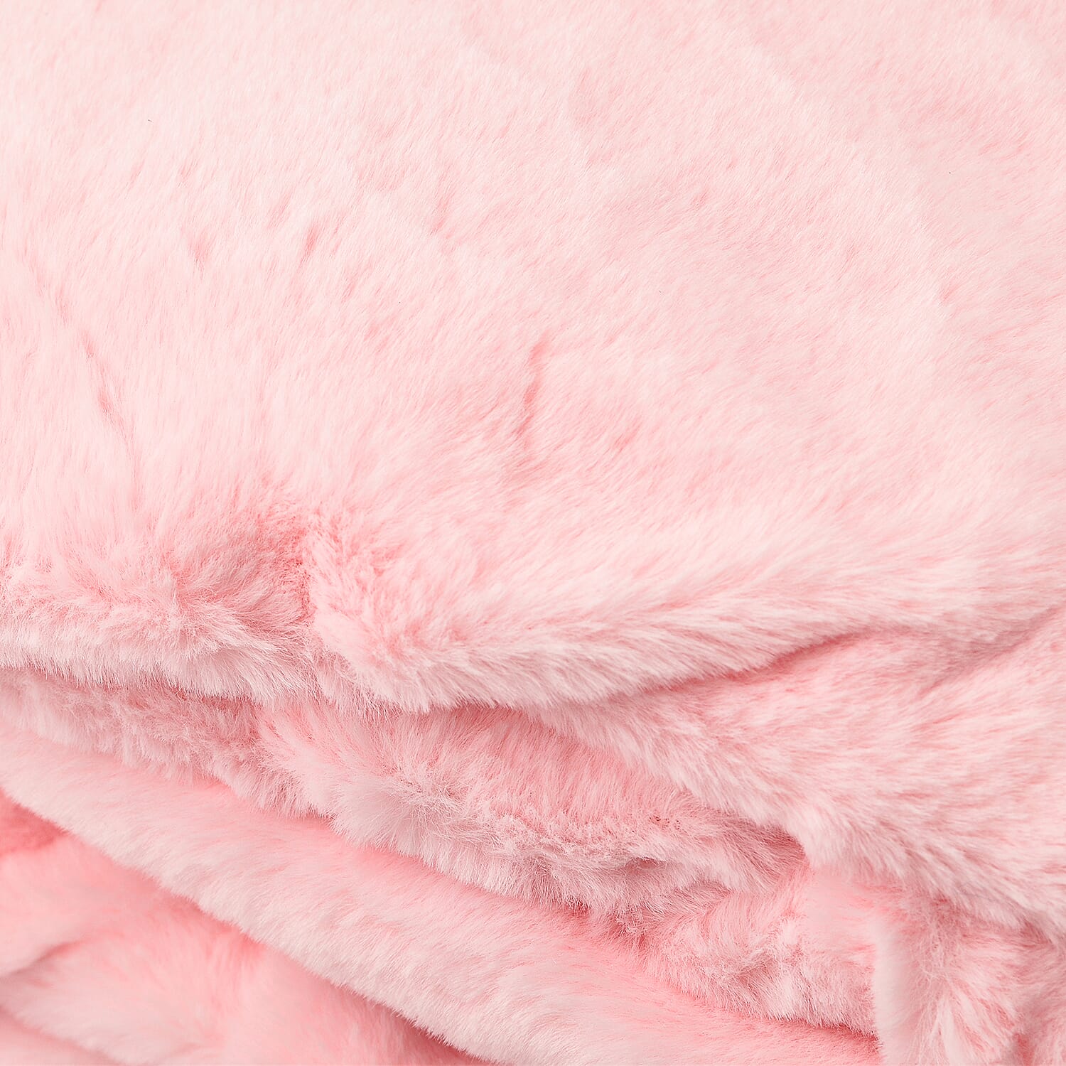 Faux Rabbit Fur Sherpa Double Layer Blanket (Double Size 200x150 cm) - Light Pink