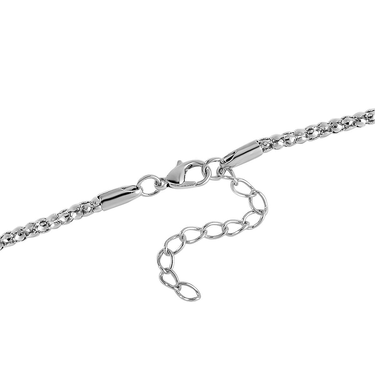 Green Austrian Crystal & Simulated Mystic White Austrian Crystal Enamelled Doll Necklace (Size - 28)