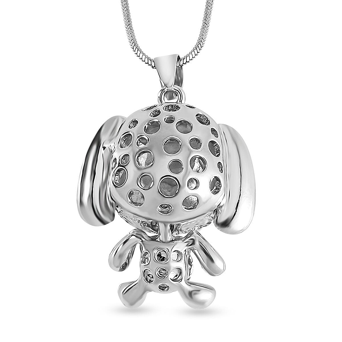 Black & White Austrian Crystal Enamelled Puppy Necklace (Size - 28)