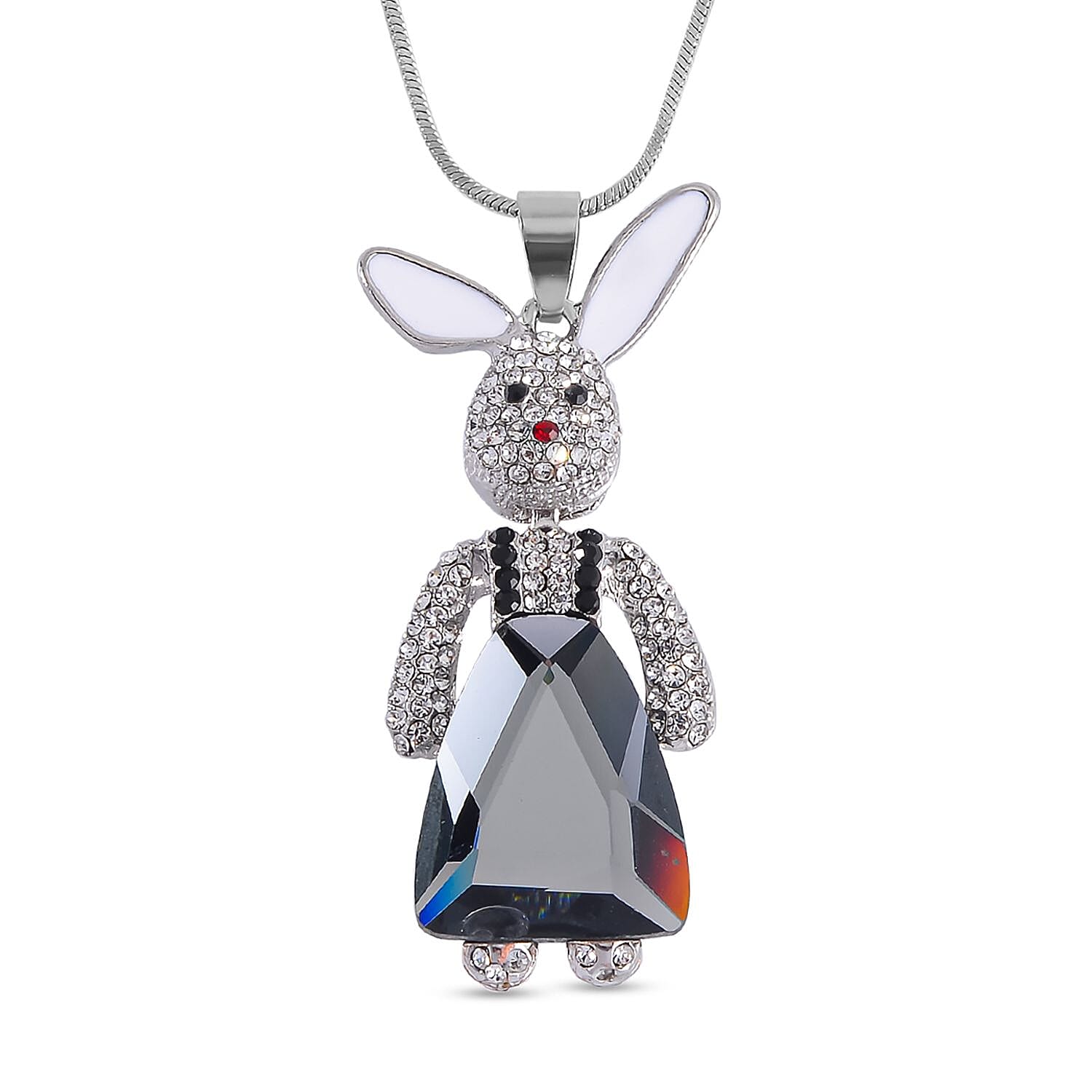 Multi Colour Austrian Crystal Enamelled Bunny Necklace (Size - 24)