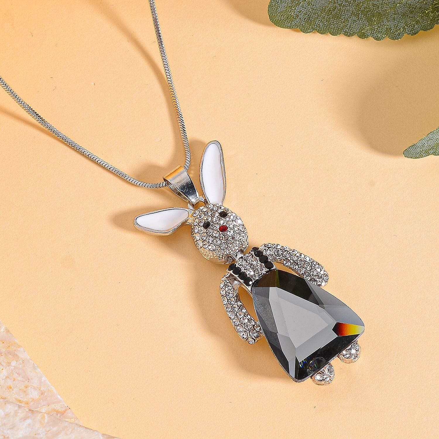 Multi Colour Austrian Crystal Enamelled Bunny Necklace Size 24 7665743 TJC