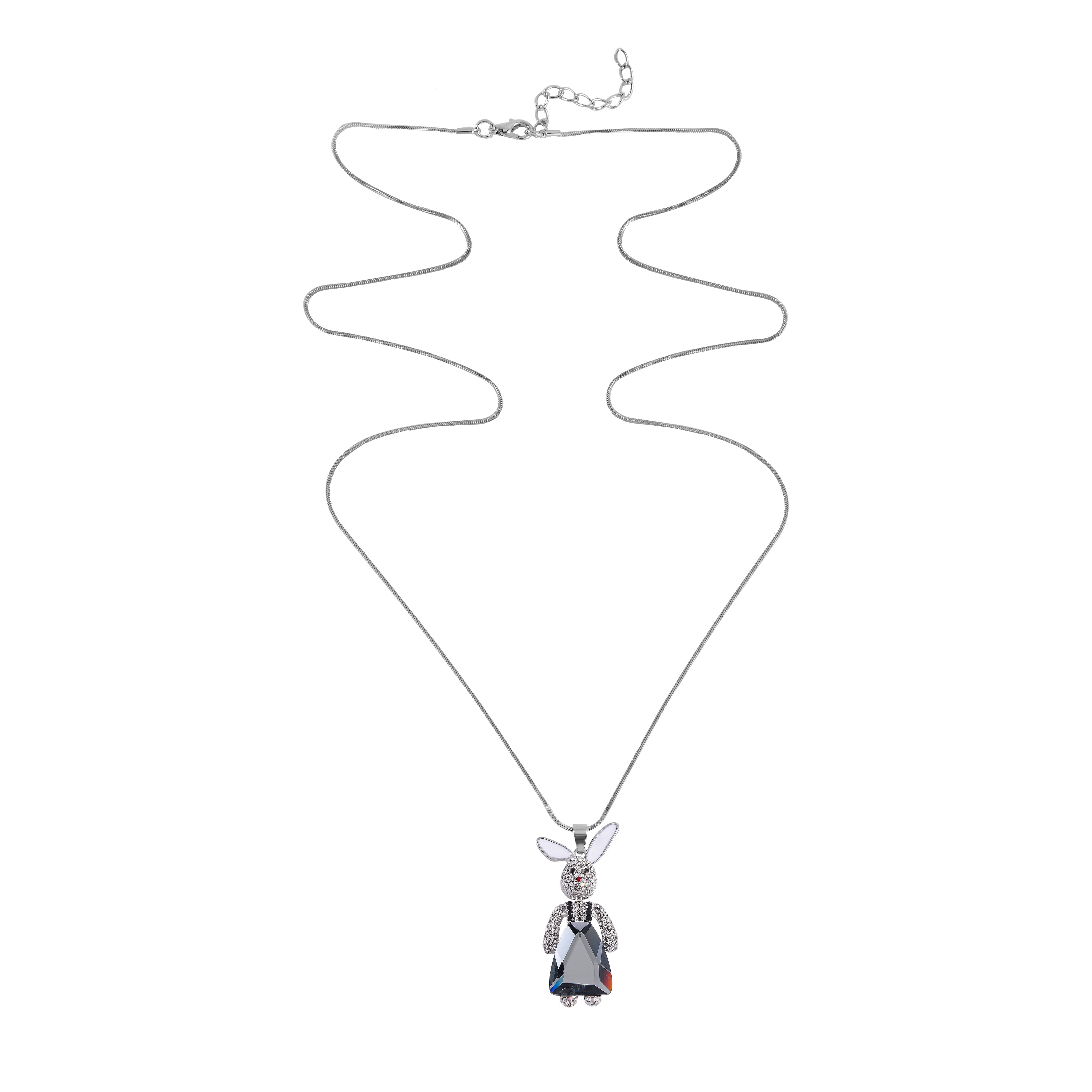 Multi Colour Austrian Crystal Enamelled Bunny Necklace (Size - 24)