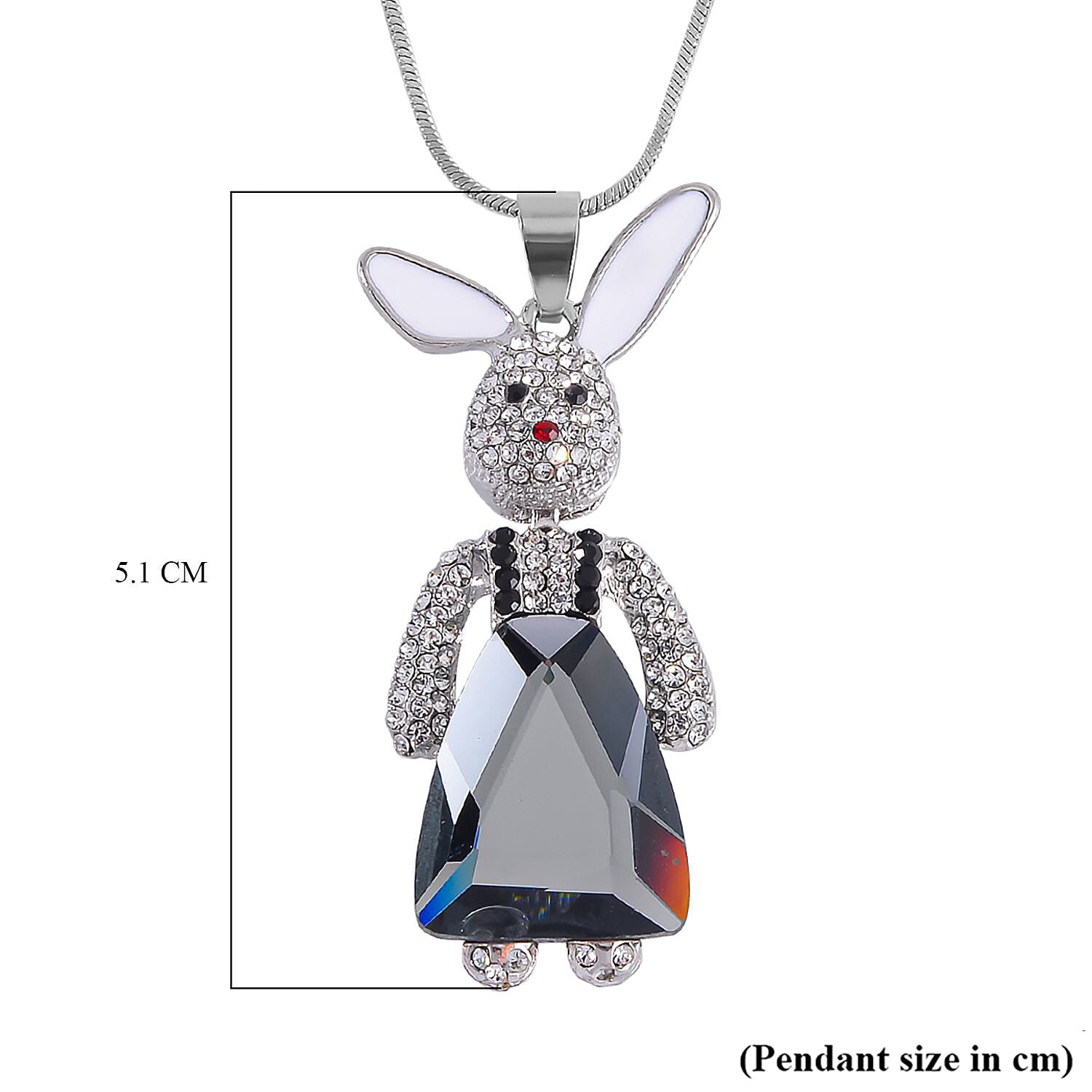 Multi Colour Austrian Crystal Enamelled Bunny Necklace (Size - 24)
